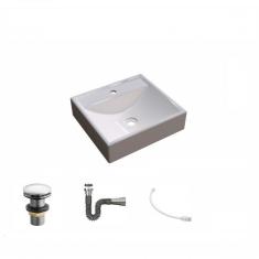 Imagem de Kit Cuba Q39 Com Válvula Click  1 Pol. 1/2  Sifão Cromado E Flexível Compace Bege