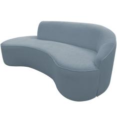 Imagem de Sofá Curvo 02 Lugares 150cm Eron Braço Esquerdo Bouclé Azul Claro - Ne