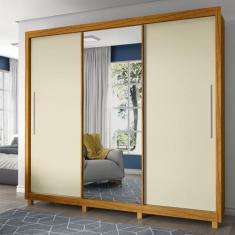 Imagem de Guarda Roupa Casal 3 Portas 1 Porta Espelho Kit Pé Royale Naturale - G