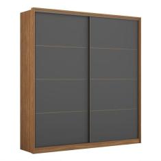 Imagem de Guarda Roupa Casal Belga 2 Portas Deslizantes Flex Amêndola-grafito - Demartêz Amêndola-grafito