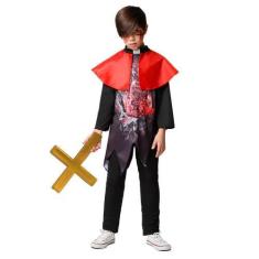 Imagem de Fantasia de Padre Zumbi Batina Infantil de Halloween - Fantasias Carol
