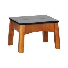Imagem de Banco Infantil Mini Áustria Madeira Maciça Assento Mdf Laqueado Amêndoa/Preto