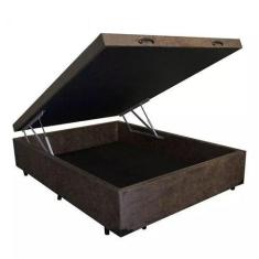 Imagem de Cama Box Baú Viúvão Blindado Suede Marrom Com 128cm De Largura - Imper