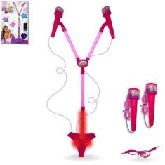 Imagem de Microfone Duplo Infantil C/ Pedestal Conecta No Celular Cabo - Europio