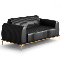 Imagem de Sofá 180cm 3 Lugares Base Gold Molino D06 Pu B-159 Preto - Mpozenato