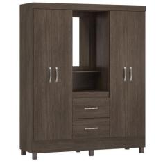 Imagem de Guarda Roupa 4 Portas Com Pés E Espelho Lord Ébano Touch 42220 Demóbil