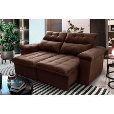 Imagem de Sofá Retrátil Reclinável Verona 2,00m Suede Velut Marrom c/ Molas no Assento - King House