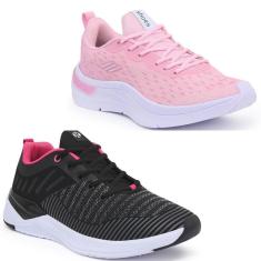 Imagem de Tênis Feminino Confortável Fitness Esportivo Caminhada Kit 2-Feminino