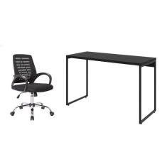 Imagem de conjunto de mesa studio 120 cm com cadeira de escritório secretária giratória light preta