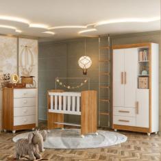 Imagem de Quarto de Bebê Completo com Cômoda, Mini Berço com Colchão e Guarda Ro