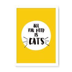 Imagem de Arte Maníacos Quadro Decorativo All You Need Is Cats - 23x16,25cm (Moldura caixa em laca )