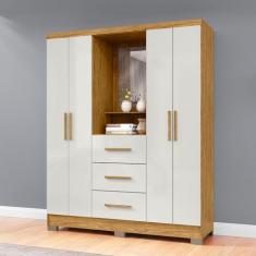 Imagem de Guarda-Roupa Casal Capella 4 Portas 3 Gavetas Marrocos/Off White - Mx