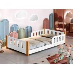 Imagem de Cama Montessoriana Infantil Com Grade Branco Com Colchão