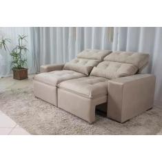 Imagem de Sofá Retrátil e Reclinável 1,5m em Suede Bege - Veneza Estofados