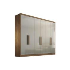 Imagem de Módulo de Quarto Solteiro Guarda Roupa Rizon c/ 6 Portas e 6 Gavetas Freijo Cumaru c/ Fendi - Novo Horizonte