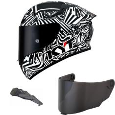 Imagem de Capacete KYT TT Course Espargaro Winter Test 20 Preto e Branco Fosco Mais Viseira Fumê e Spoiler Fumê