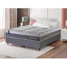 Imagem de Conjunto Cama Box King Size Sheffield 193x203x65 Cinza c/ Molas Ensaca