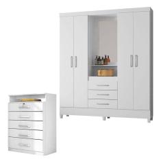 Imagem de Cômoda Triunfo e Guarda Roupa Casal Capelinha Pérsia Branco Flex - Demóbile