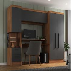 Imagem de Guarda-roupa Modulado Viena 4 Portas 2 Gavetas3 Peças Espresso Móveis Nogal/Grafite
