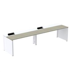 Imagem de Mesa de Plataforma Simples para 2 Pessoas Corporativa 120x792/2p Pscpp120/792/2p Nogueira Casablanca/Branco