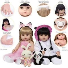 Imagem de Bebes Reborn Recém Nascidas Coelhinha Pandinha Com Pelúcia - Cegonha R