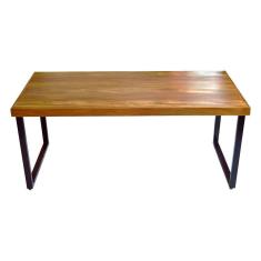 Imagem de Mesa Industrial Bernardo Madeira Maciça C/ Ferragem Preta 1,30m