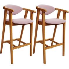 Imagem de Kit 02 Banquetas Alta Para Cozinha Bancada Bar Sala De Jantar Fixa Cecília L02 Bouclê Rosê