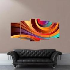 Imagem de Quadro Ondas Abstratas Colorido Mosaico 5 Peças Decorativo