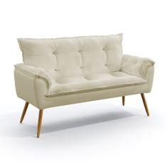 Imagem de Poltrona Namoradeira Decorativa Estofada Para Sala De Estar Opala Sued Bege Aradecor