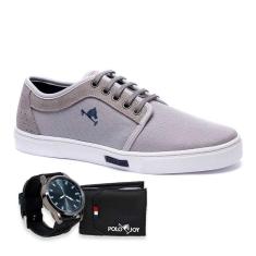 Imagem de Tênis Masculino Polo Joy Casual Em Lona Amarração + Relógio