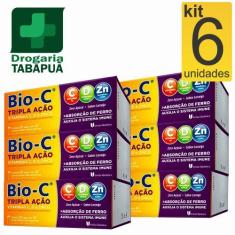 Imagem de Kit 6 Bio C Tripla Ação 10 Comprimidos Efervescente Com Vitaminas C, D