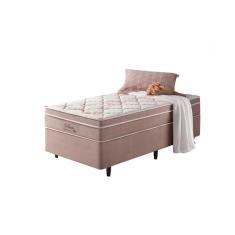 Imagem de Cama Box Solteiro Rosa + Colchão Molas Superlastic Paris 88x188x68cm
