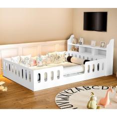 Imagem de Cama Casal Design Montessoriana Helo Com Nicho Branca - Divaloto Móveis - Cor: Branco