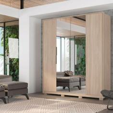 Imagem de Guarda Roupa Casal Attore 4 Portas c/ 2 Portas Em Espelho c/ Pés Avena - Demartez