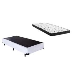 Imagem de Cama Box Solteirão Branco + Colchão Espuma D28 100x188x8