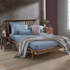 Imagem de Lençol King Plush Inove Liso 193X203 Cm Azul Céu Hedrons