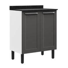 Imagem de Balcão de Cozinha Itatiaia Aço 2 Portas Florença Grafite/branco