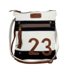 Imagem de Myra Bag Bolsa tiracolo feminina - Bolsa de ombro de lona e couro reciclada ocidental, Branco, One Size