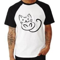 Imagem de Camiseta Raglan Gatinho Traços - Foca Na Moda