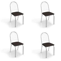 Imagem de Conjunto Com 4 Cadeiras De Cozinha Noruega Cromado E 