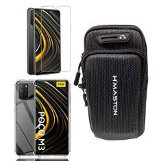 Imagem de Kit Capinha Capa Antiqueda E Capa De Braço Porta Celular + Película Vidro Compatível Xiaomi Poco M3