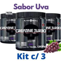 Imagem de Kit 3X Creatina Monohidratada Creatine Turbo Black Skull 300G - Energi