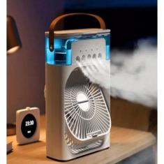 Imagem de Ventilador Portátil de Mesa Mini Ar Condicionado Umidificador Climatizador Led Água e Gelo 3 Velocidades Led