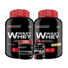 Imagem de KIT 2x Whey Protein Waxy Whey 2kg + Glutamina 300g + BCAA 1800 120 Cápsulas - Bodybuilders (Baunilha)