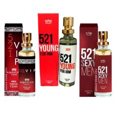 Imagem de Kit 3 Perfume Masculino 521 Vip Men Young Him Sexy Amakha