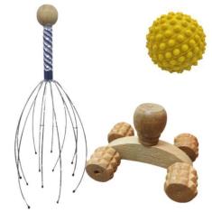 Imagem de Kit Massageadores Manual De Madeira Kit Para Massagem Corporal Pescoço