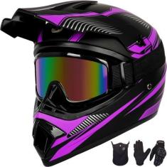 Imagem de Capacete de motocross Yesmotor Youth Kids Full Face Purple XL
