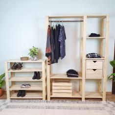 Imagem de Guarda-roupa Closet Caruaru 180x125x33 Em Madeira De Pinus Cor Natural