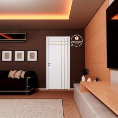 Imagem de Kit com 3 Folhas de Porta Madeira Decorada 210x60cm Espessura 3,5cm Mantiqueira Mgm Branco