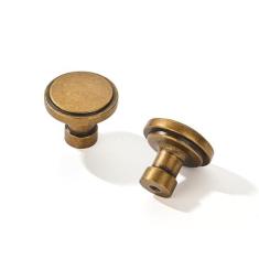 Imagem de ZAUYX Pacote com 10 maçanetas de armário de latão antigo, 3,5 cm, puxadores de cômoda de latão escovado, maçanetas de gaveta puxadores de armário de cozinha, puxador de orifício único para armários e